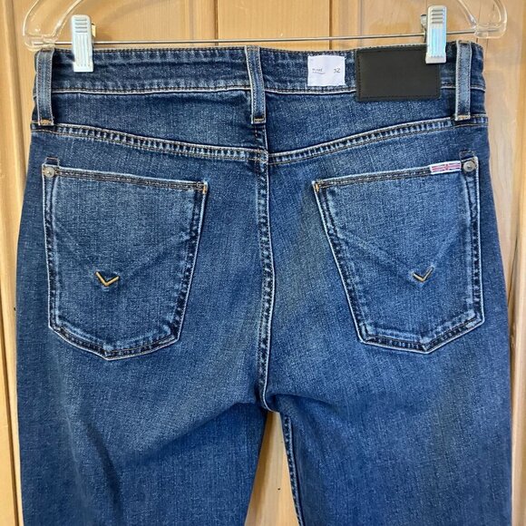 Hudson Mens Blake Slim Straight Distressed Whisker Jeans Size 32x33 Blue AN EXC - Picture 9 of 12